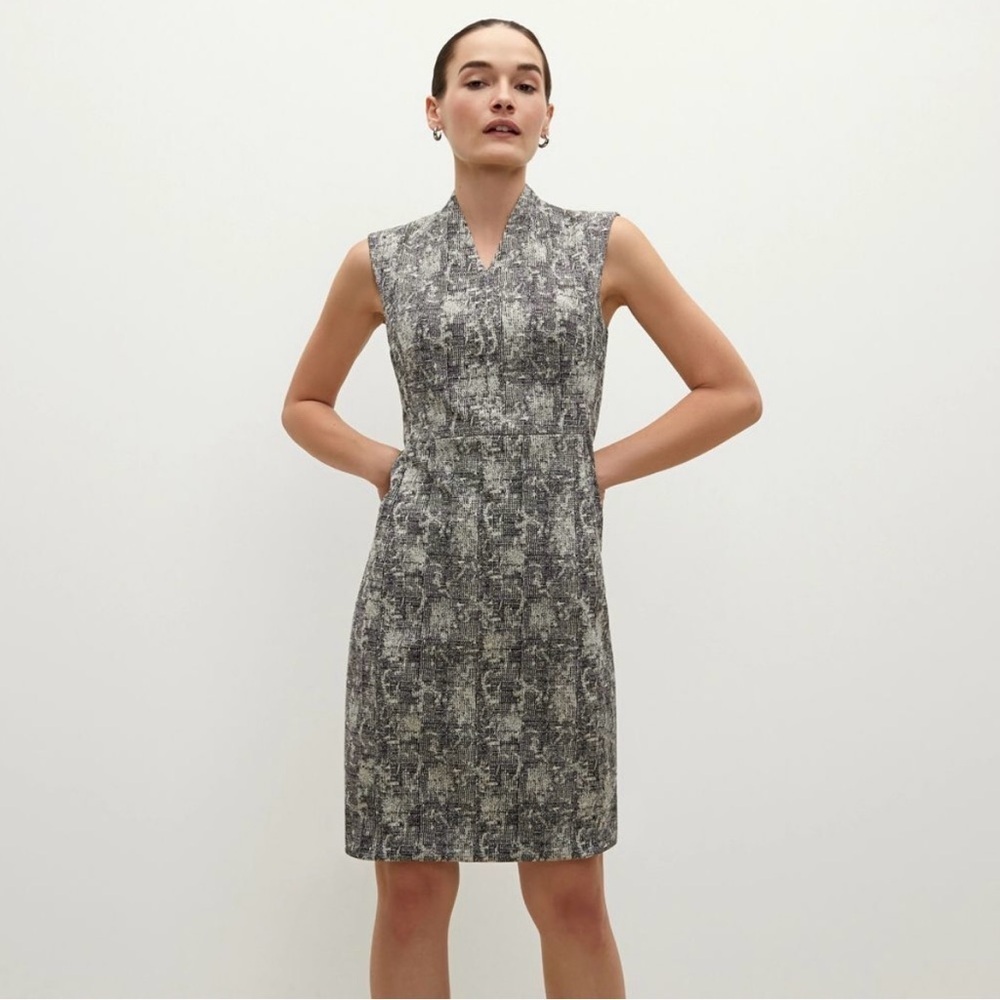 M.M. Lafleur Aditi Sleeveless Sheath Dress Black and White Crackle Size 6